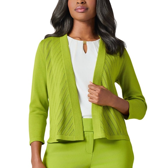 Kasper Vibrant Green Leaf Maxi Dress and sweater - Picture 4 of 7